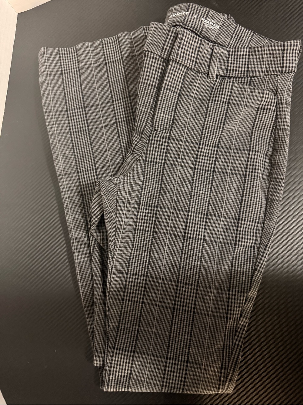 Old Navy Black and Gray Plaid Boot-Cut Trousers